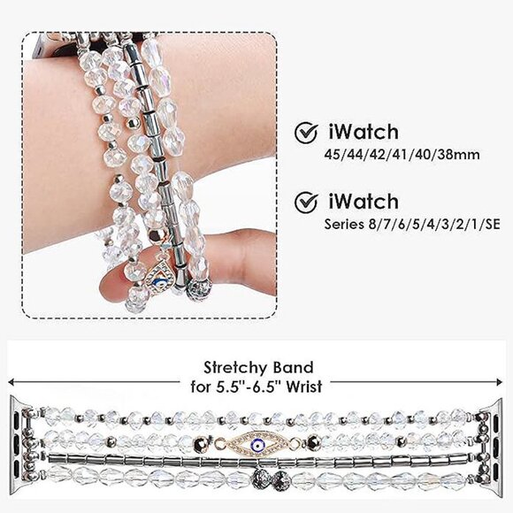 Bracelet Compatible with Apple Watch Band 38mm 40mm 41mm Women, Clear - Picture 2 of 6